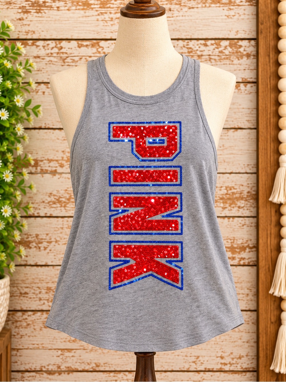Sequin PINK Graphic Tank Top - Women